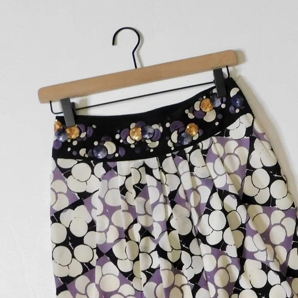 Anthropologie‎ FLOREAT Silk Ocean Mist Embroidered Skirt Sequins Dots Bubbles 2 - Picture 5 of 14